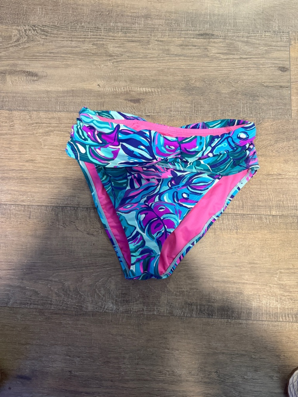 Lilly Pulitzer Pink, Teal & Purple Folded Waist Bikini Bottoms